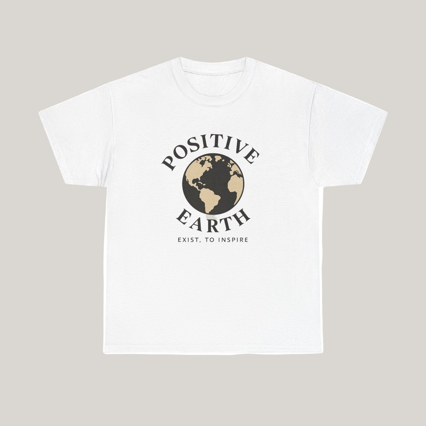 Positive Earth Unisex Heavy Cotton Tee - Inspiring Graphic Tee, Eco-Friendly Apparel, Gifts for Nature Lovers, Positive Vibes Shirt Printify