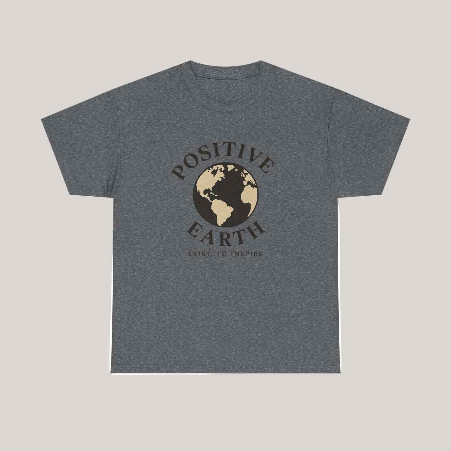 Positive Earth Unisex Heavy Cotton Tee - Inspiring Graphic Tee, Eco-Friendly Apparel, Gifts for Nature Lovers, Positive Vibes Shirt Printify