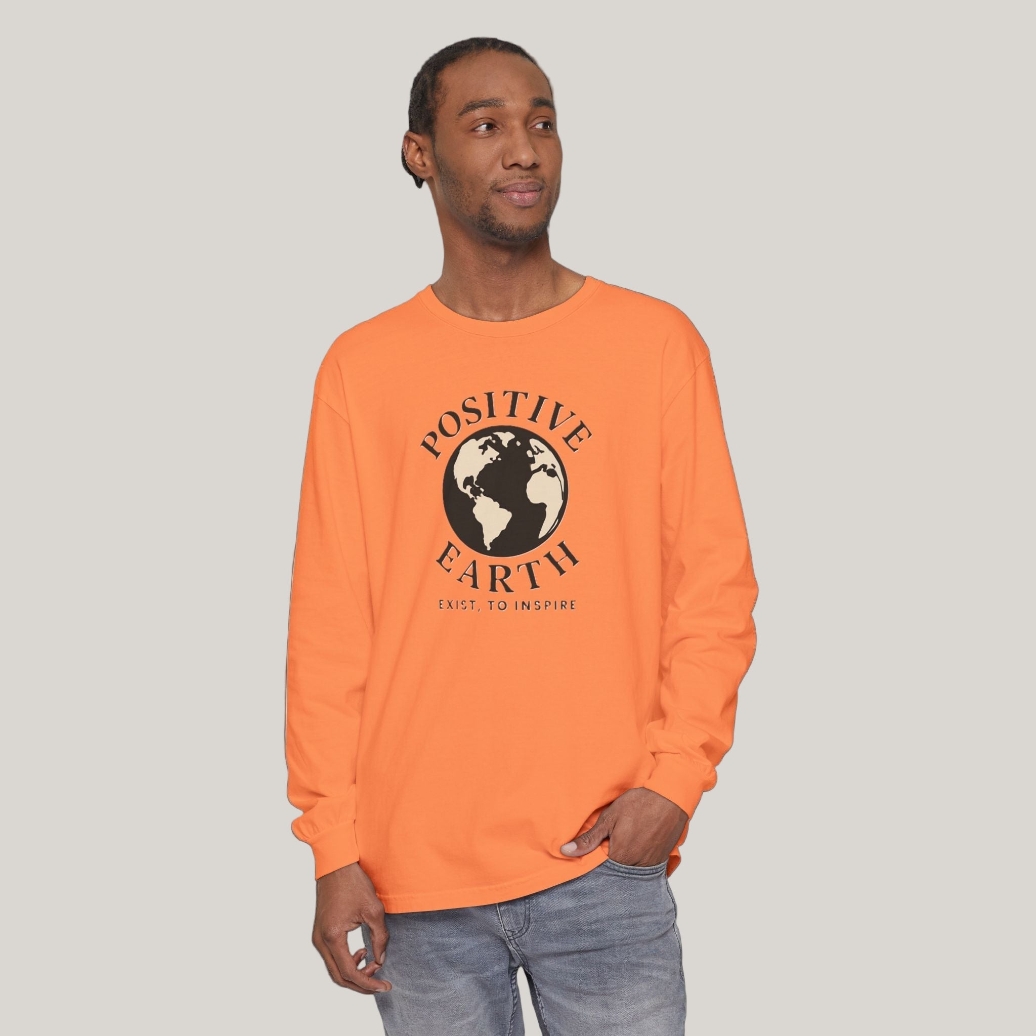 Earth-Inspired Long Sleeve T-Shirt - Positive Vibes, Eco-Friendly Gift, Sustainable Style, Casual Wear, Everyday Comfort Printify