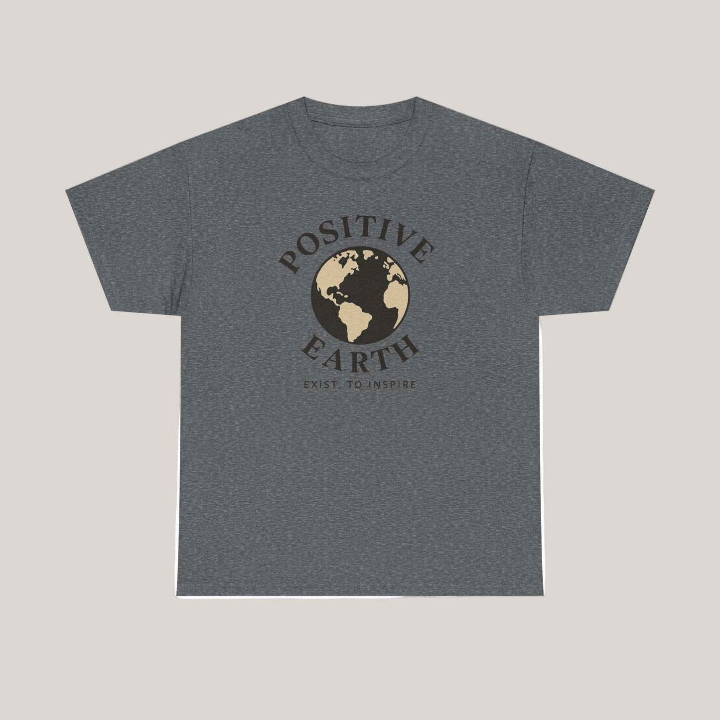 Positive Earth Unisex Heavy Cotton Tee, Eco-Friendly Shirt, Inspiring Gift, Casual Wear, Earth Day Apparel, Positive Message Tee Printify