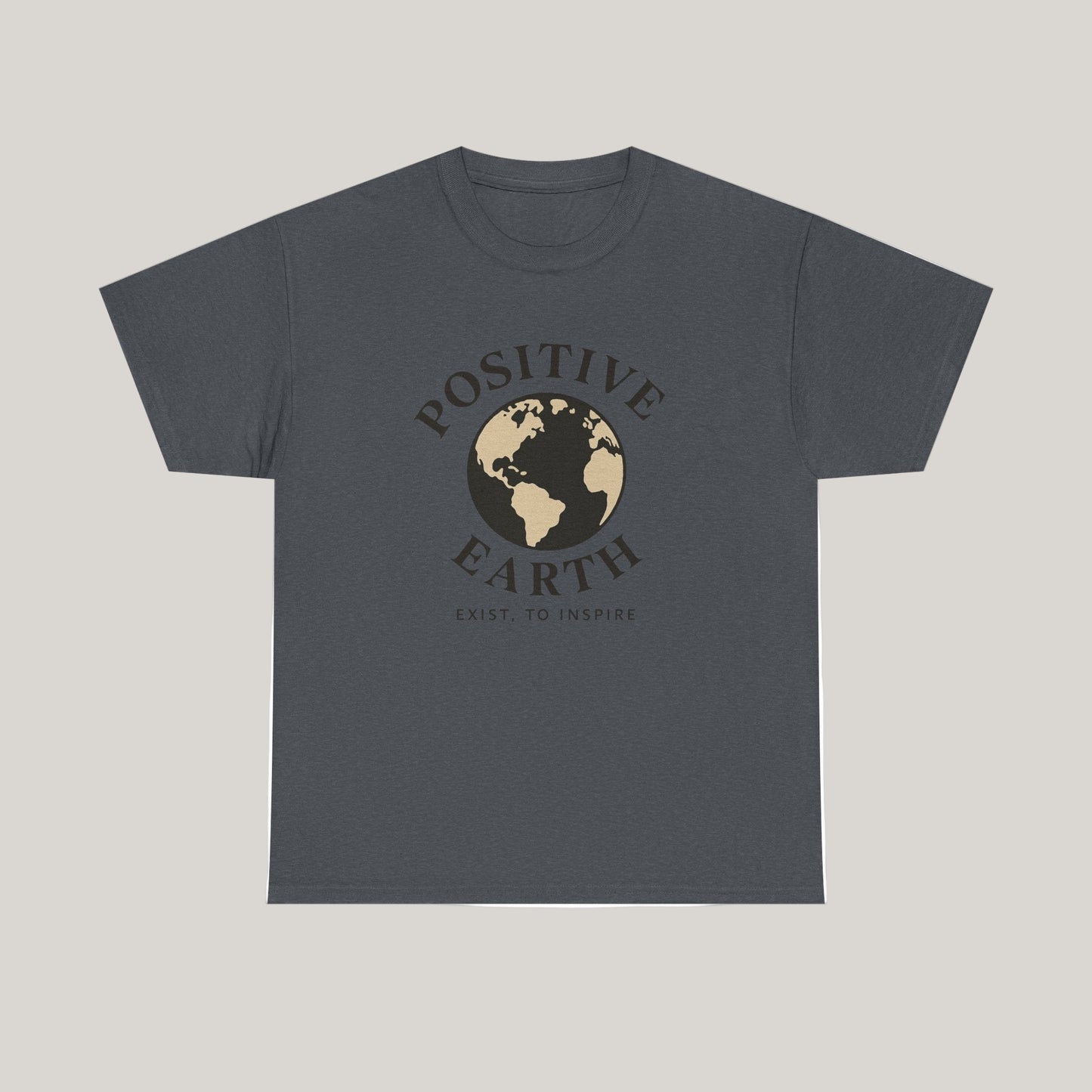 Positive Earth Unisex Heavy Cotton Tee - Inspiring Graphic Tee, Eco-Friendly Apparel, Gifts for Nature Lovers, Positive Vibes Shirt Printify