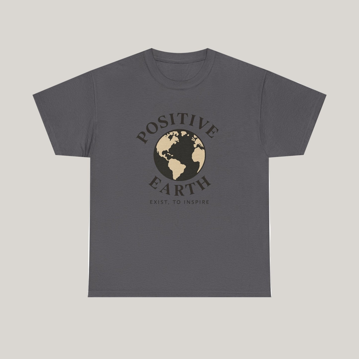Positive Earth Unisex Heavy Cotton Tee - Inspiring Graphic Tee, Eco-Friendly Apparel, Gifts for Nature Lovers, Positive Vibes Shirt Printify