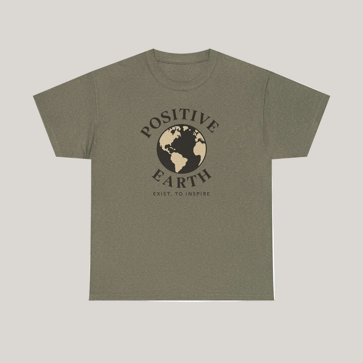Positive Earth Unisex Heavy Cotton Tee, Eco-Friendly Shirt, Inspiring Gift, Casual Wear, Earth Day Apparel, Positive Message Tee Printify