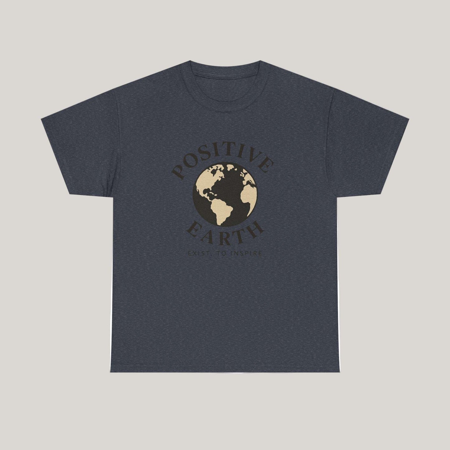 Positive Earth Unisex Heavy Cotton Tee - Inspiring Graphic Tee, Eco-Friendly Apparel, Gifts for Nature Lovers, Positive Vibes Shirt Printify