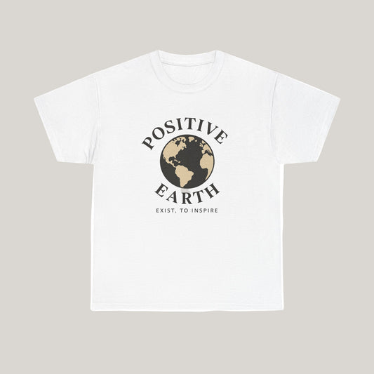 Positive Earth Unisex Heavy Cotton Tee - Inspiring Graphic Tee, Eco-Friendly Apparel, Gifts for Nature Lovers, Positive Vibes Shirt Printify