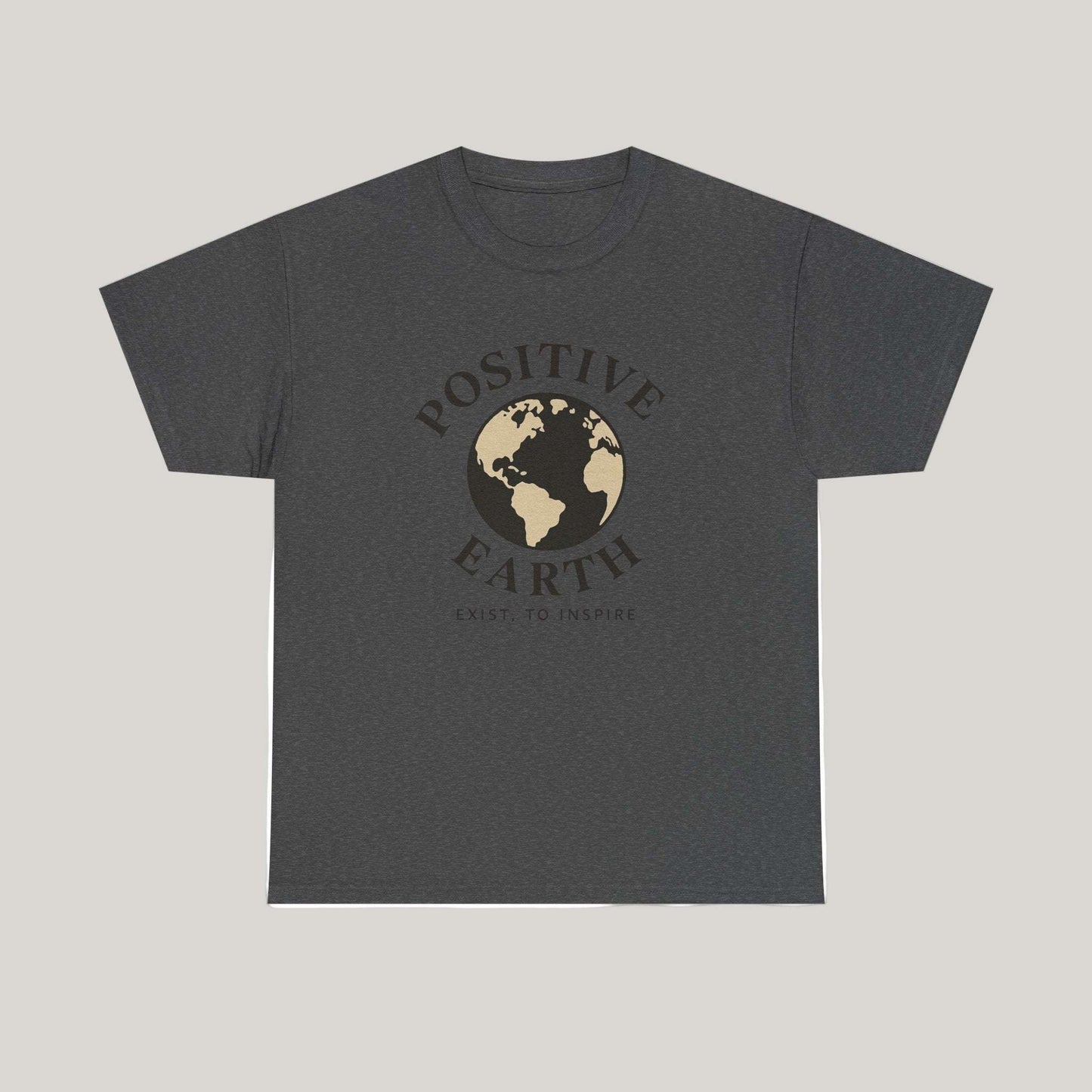 Positive Earth Unisex Heavy Cotton Tee - Inspiring Graphic Tee, Eco-Friendly Apparel, Gifts for Nature Lovers, Positive Vibes Shirt Printify