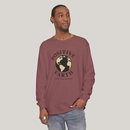 Earth-Inspired Long Sleeve T-Shirt - Positive Vibes, Eco-Friendly Gift, Sustainable Style, Casual Wear, Everyday Comfort Printify
