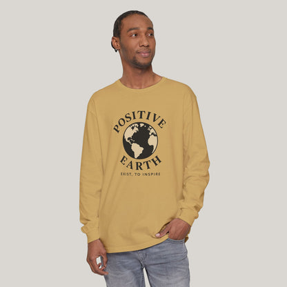 Earth-Inspired Long Sleeve T-Shirt - Positive Vibes, Eco-Friendly Gift, Sustainable Style, Casual Wear, Everyday Comfort Printify