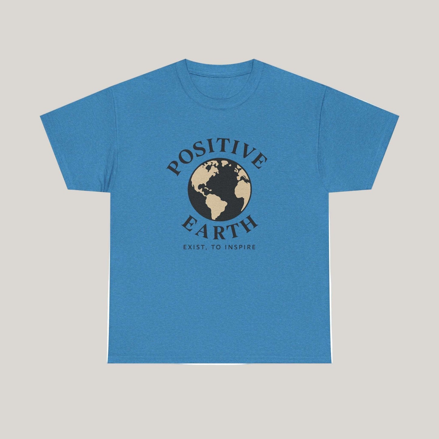 Positive Earth Unisex Heavy Cotton Tee - Inspiring Graphic Tee, Eco-Friendly Apparel, Gifts for Nature Lovers, Positive Vibes Shirt Printify