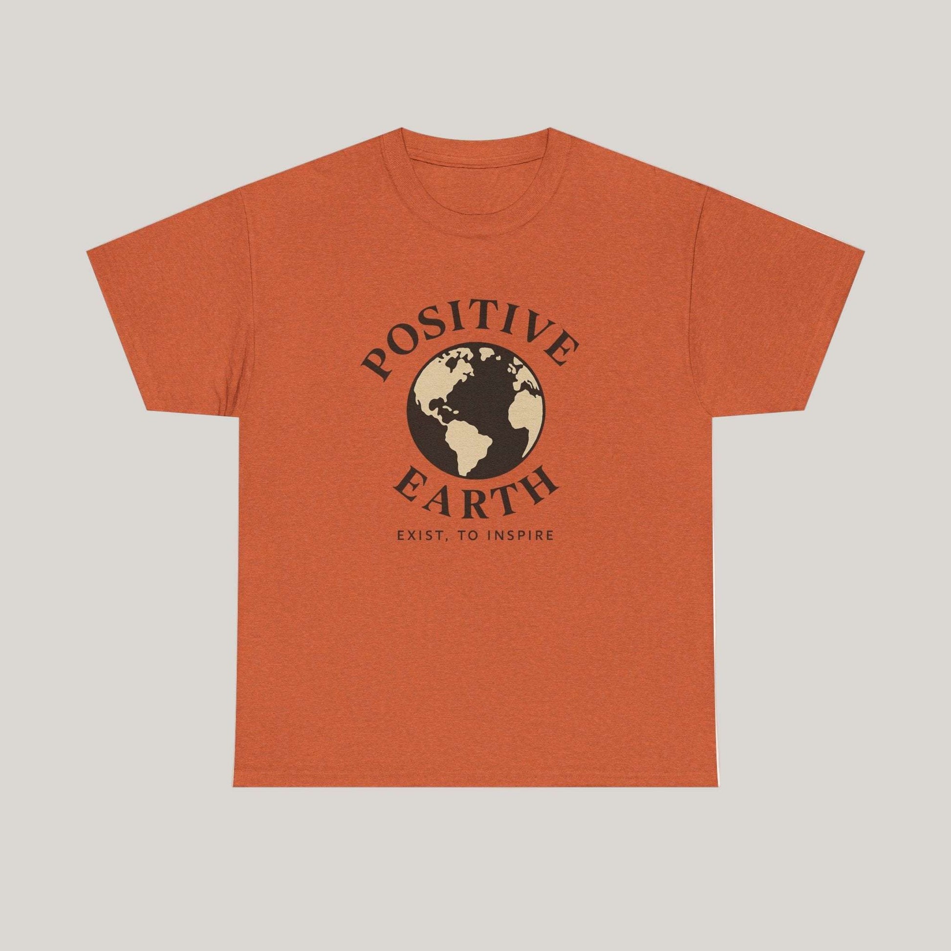 Positive Earth Unisex Heavy Cotton Tee - Inspiring Graphic Tee, Eco-Friendly Apparel, Gifts for Nature Lovers, Positive Vibes Shirt Printify