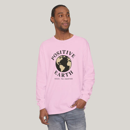 Earth-Inspired Long Sleeve T-Shirt - Positive Vibes, Eco-Friendly Gift, Sustainable Style, Casual Wear, Everyday Comfort Printify