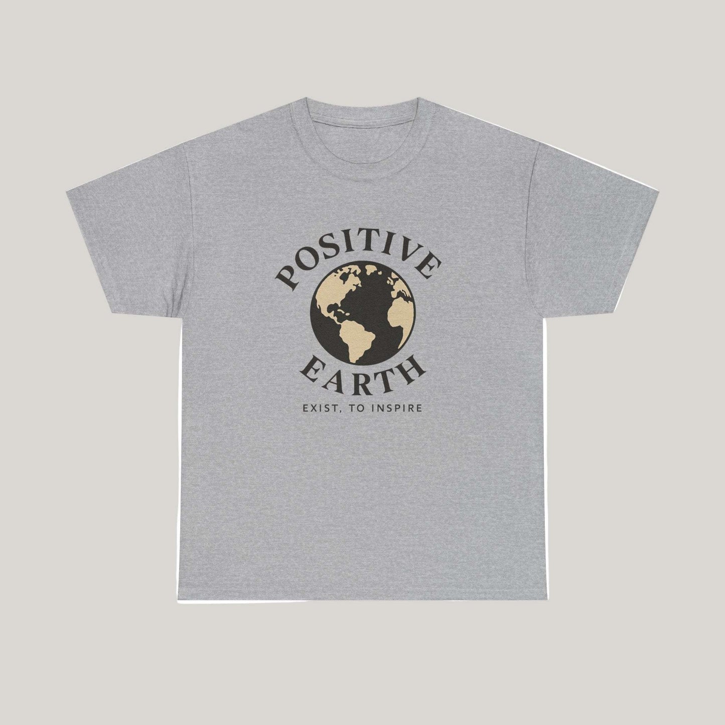 Positive Earth Unisex Heavy Cotton Tee - Inspiring Graphic Tee, Eco-Friendly Apparel, Gifts for Nature Lovers, Positive Vibes Shirt Printify
