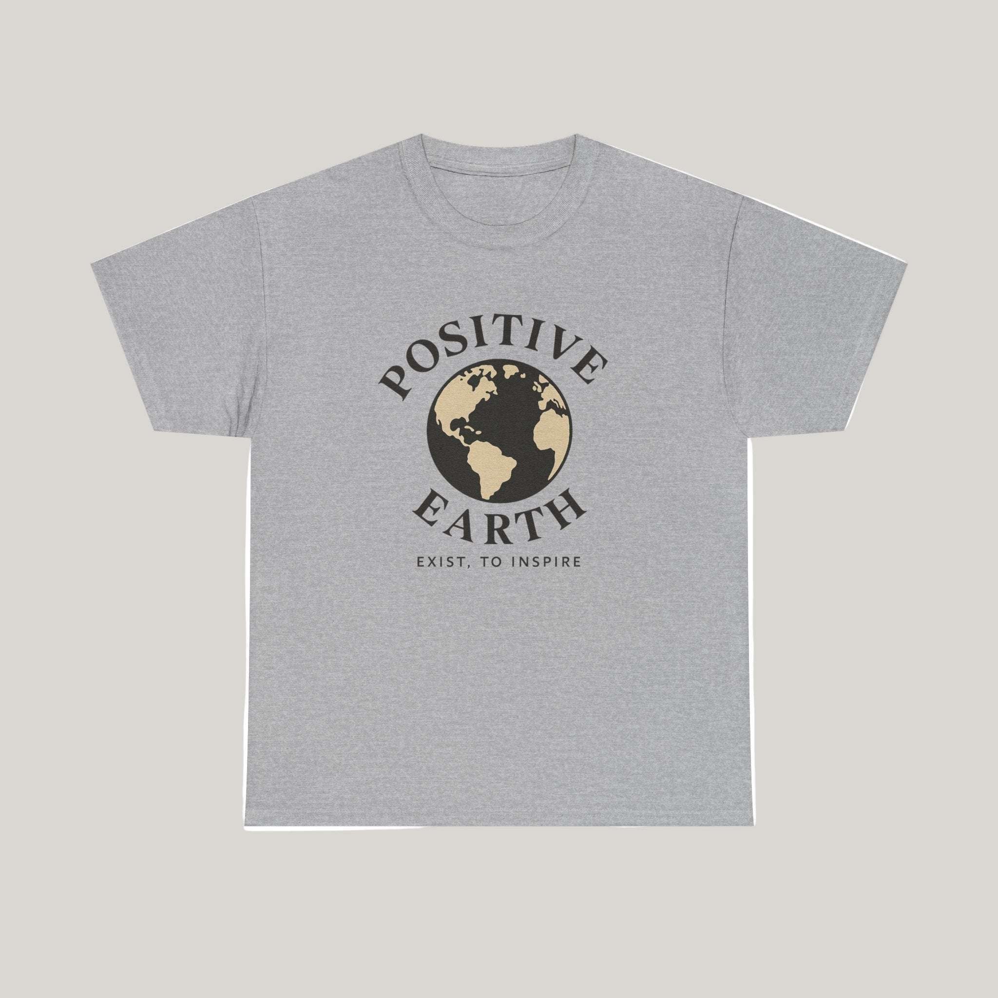 Positive Earth Unisex Heavy Cotton Tee - Inspiring Graphic Tee, Eco-Friendly Apparel, Gifts for Nature Lovers, Positive Vibes Shirt Printify