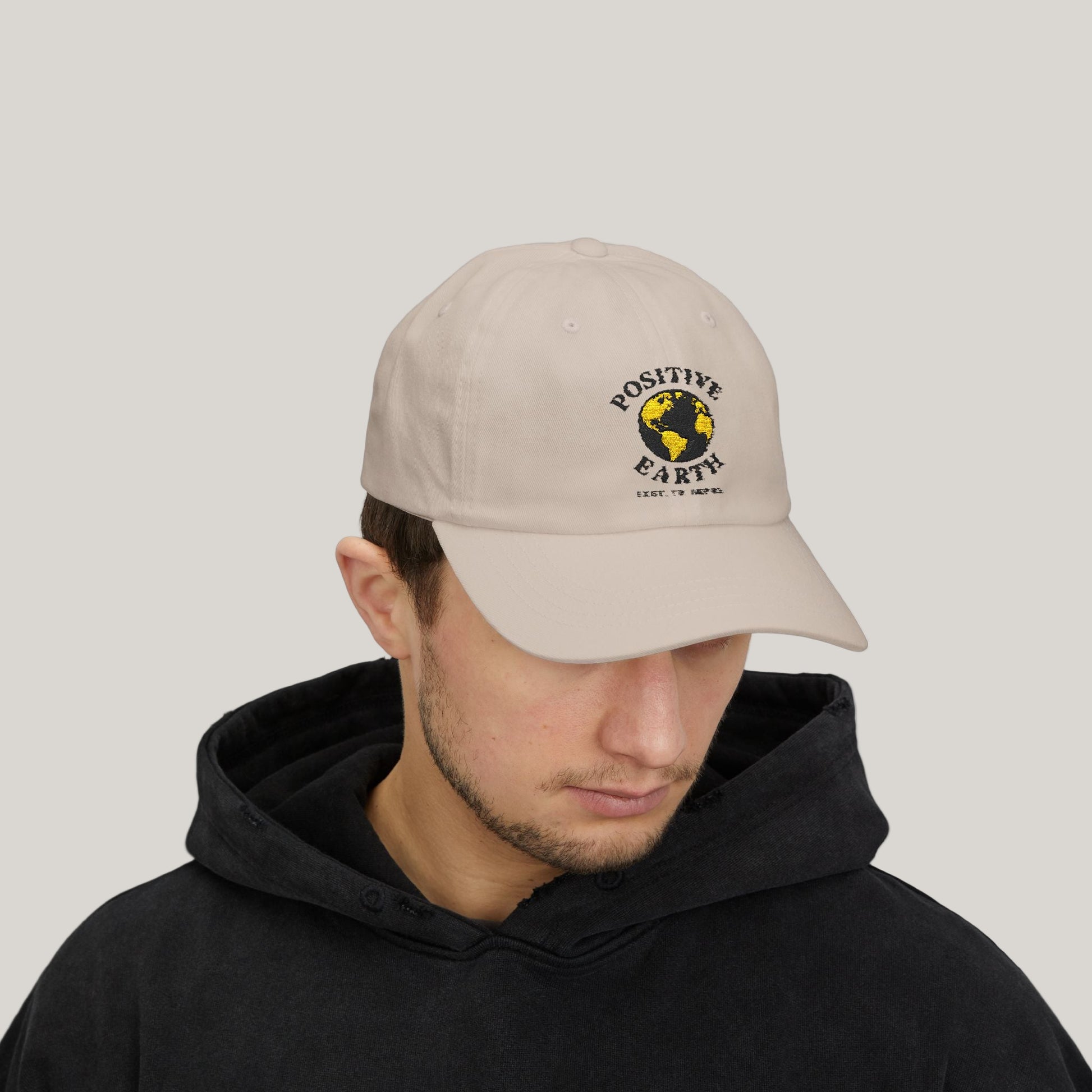Positive Earth Classic Dad Cap | Positive Vibe Hat | Unisex Gift for Nature Lovers | Eco-Friendly Accessory | Casual Style Printify