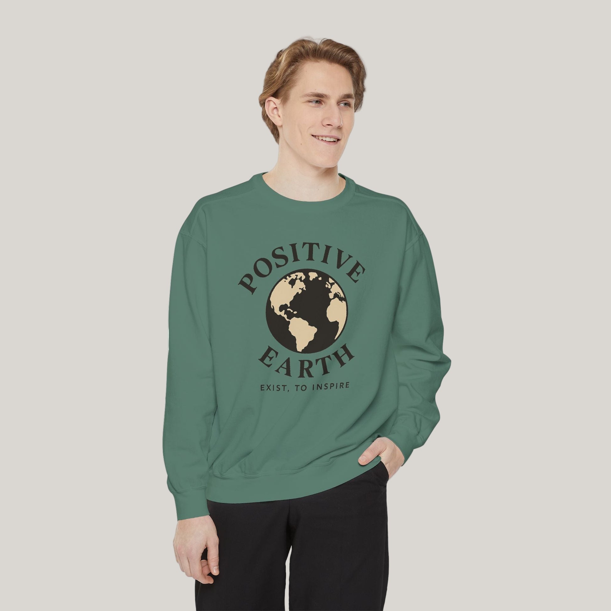 Positive Earth Sweatshirt, Eco-Friendly Apparel, Unisex Casual Wear, Earth Day Gift, Inspirational clothing, Ethical Fashion Printify