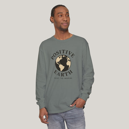 Earth-Inspired Long Sleeve T-Shirt - Positive Vibes, Eco-Friendly Gift, Sustainable Style, Casual Wear, Everyday Comfort Printify