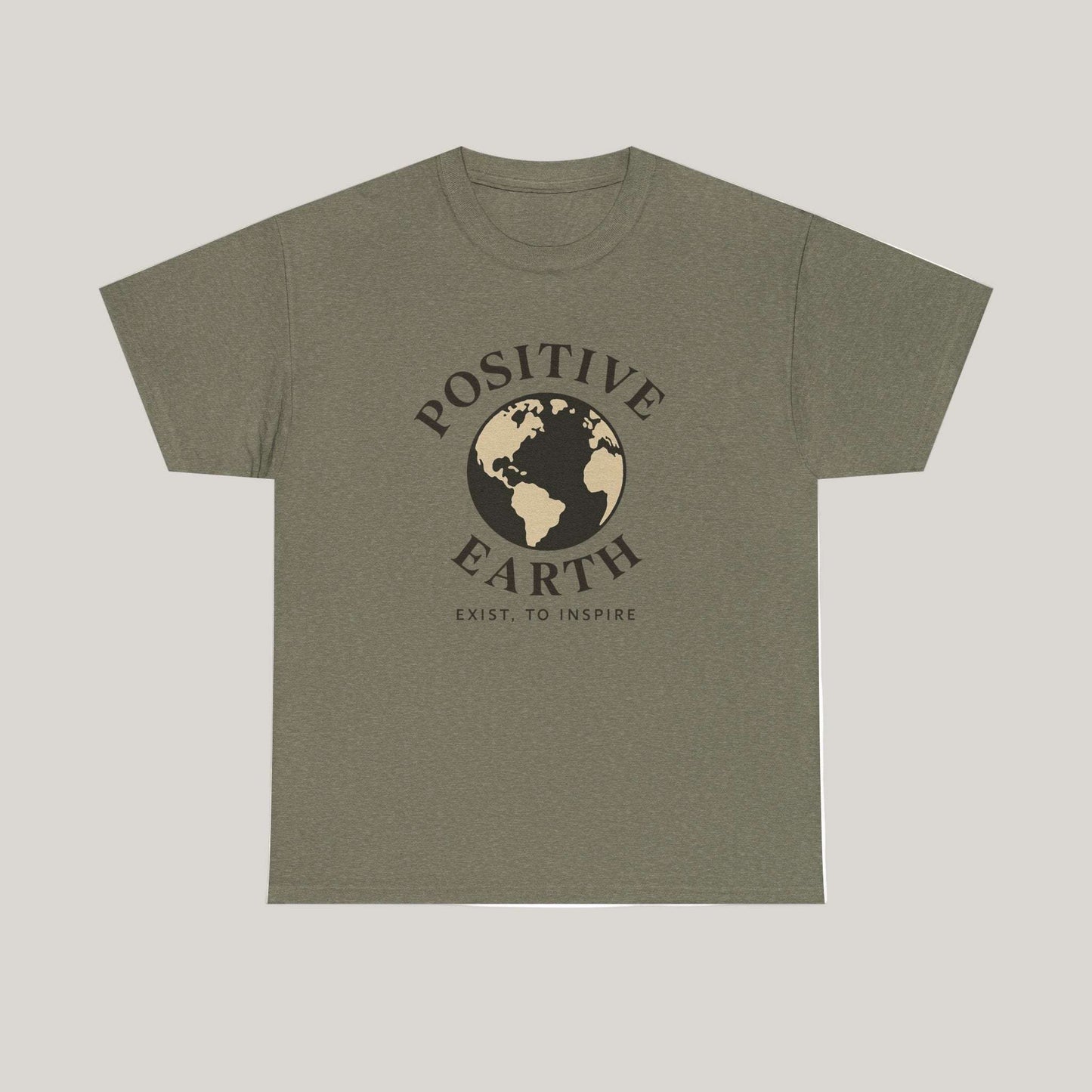 Positive Earth Unisex Heavy Cotton Tee - Inspiring Graphic Tee, Eco-Friendly Apparel, Gifts for Nature Lovers, Positive Vibes Shirt Printify