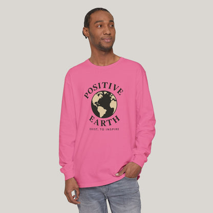 Earth-Inspired Long Sleeve T-Shirt - Positive Vibes, Eco-Friendly Gift, Sustainable Style, Casual Wear, Everyday Comfort Printify