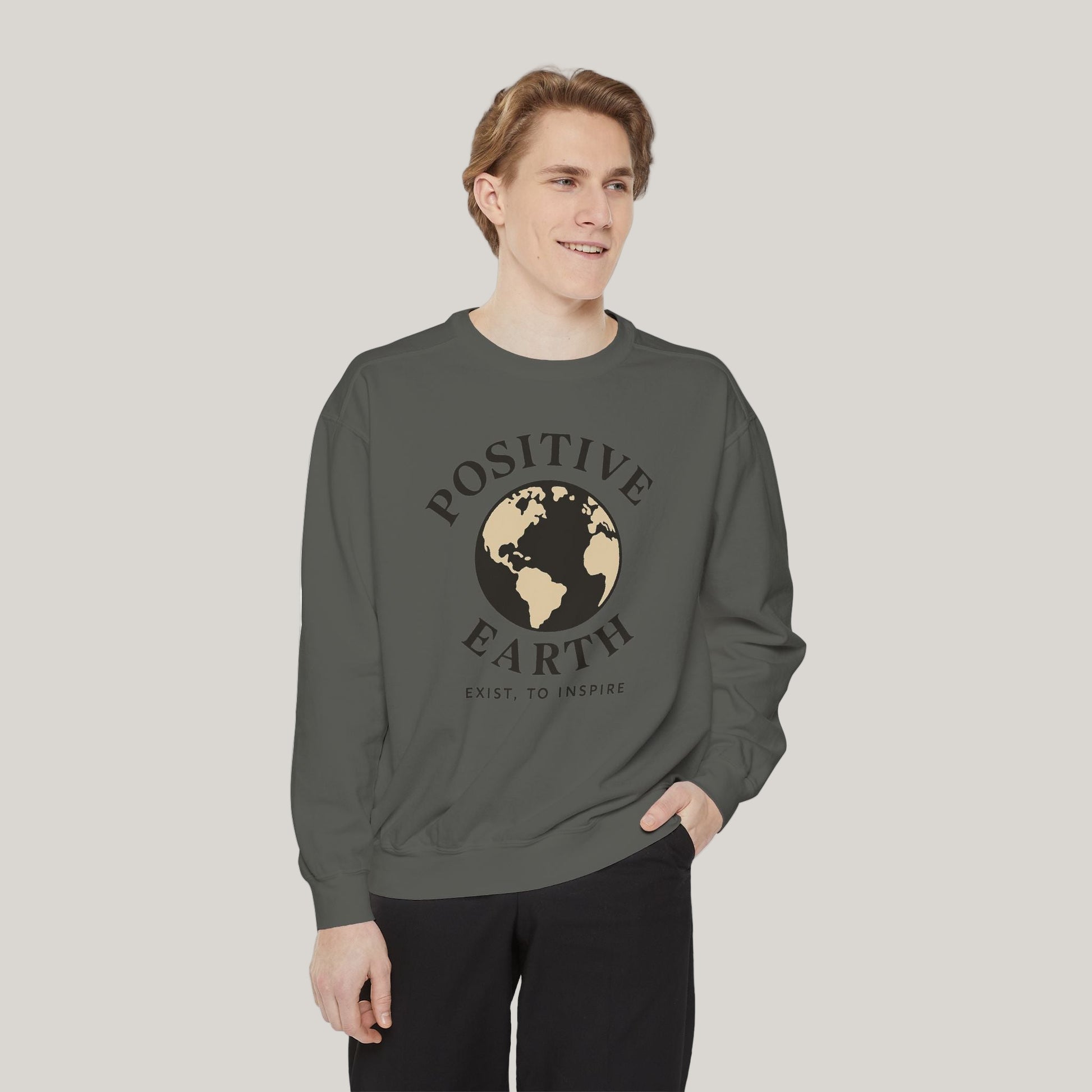 Positive Earth Sweatshirt, Eco-Friendly Apparel, Unisex Casual Wear, Earth Day Gift, Inspirational clothing, Ethical Fashion Printify